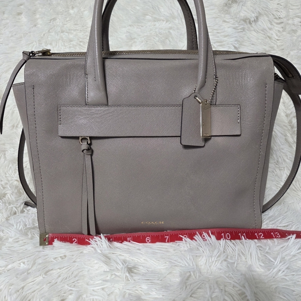 Coach Bleeker Saffiano Riley Carryall Large Crossbody Bag Taupe #30149 - Picture 11 of 16